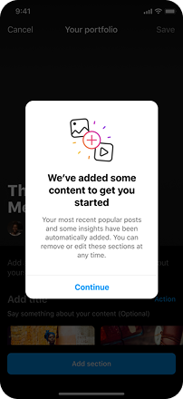 Added content modal